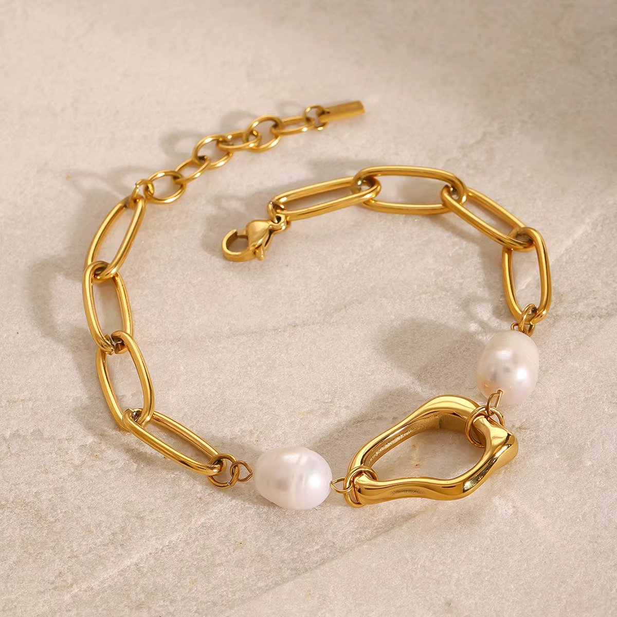 An elegant, high-quality 18K PVD gold-plated Lunea bracelet, designed for lasting luxury and water-resistant wear.