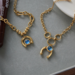 Arco Azzurro Bracelet full product view of two bracelet styles with blue stone charms
