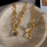 Arco Azzurro Bracelet two gold bracelet styles with blue stone details