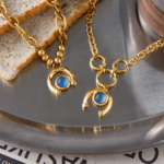 Arco Azzurro Bracelet two gold bracelet styles with blue stone details