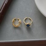 Arco Azzurro Ring Set sculptural gold open ring
