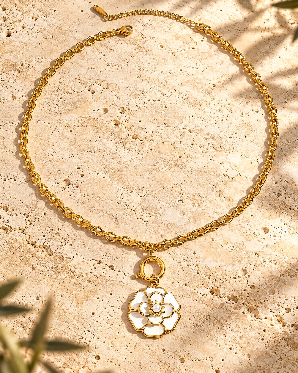 Avelora Necklace by Calvéra displayed on a clean studio background, showing its dual-tone ring design