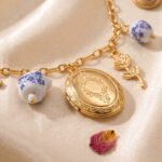 Rosalia Charmante gold-plated charm necklace with locket from BrillaViva Charm Necklaces collection
