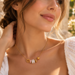 Cinque Cerchi Necklace with five circular gold charms