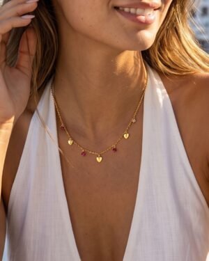 Cuori Lucenti Necklace with lilac and rose crystal accents