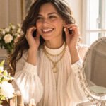 Valdora Necklace wrapped twice on model in a refined portrait view