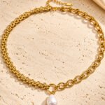 Valeria Necklace main product image with mixed chain design and pearl-inspired pendant