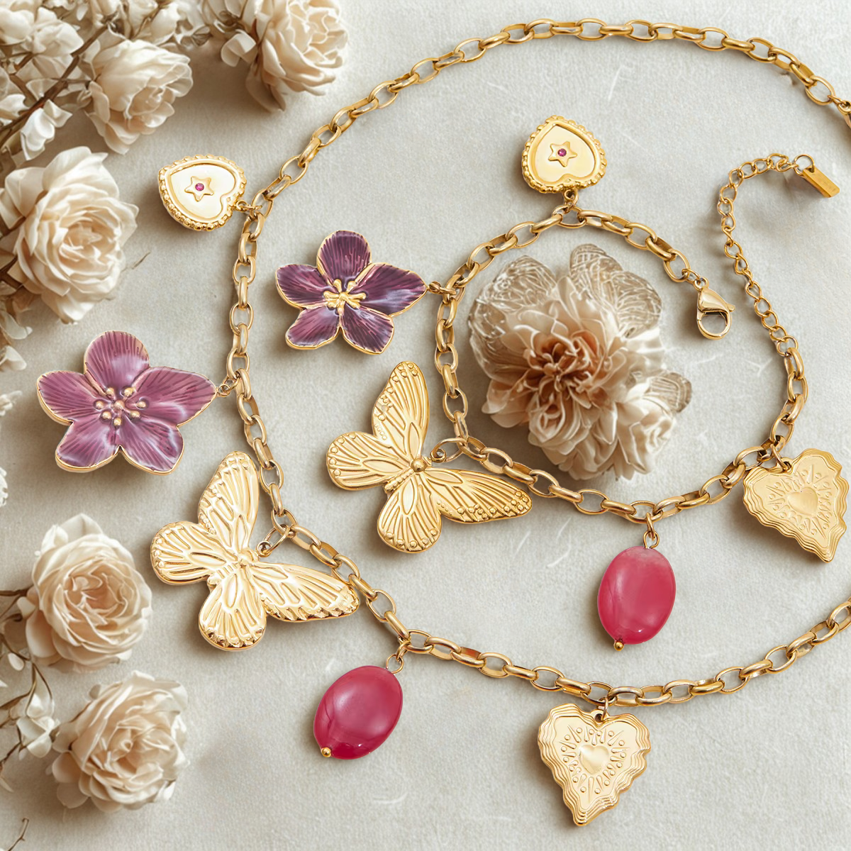 Lilla Ametista Set featuring Lilla Grazia Bracelet and Ametista Fiore by Calvéra