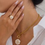 Alba di Neve Set featuring Anello Alba Bianca Ring and Fiore di Neve Necklace by Calvéra