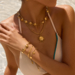 jewelry set, gold plated jewelry, shell jewelry, coastal jewelry, bracelet set, necklace set, feminine jewelry, calvera set, elegant jewelry