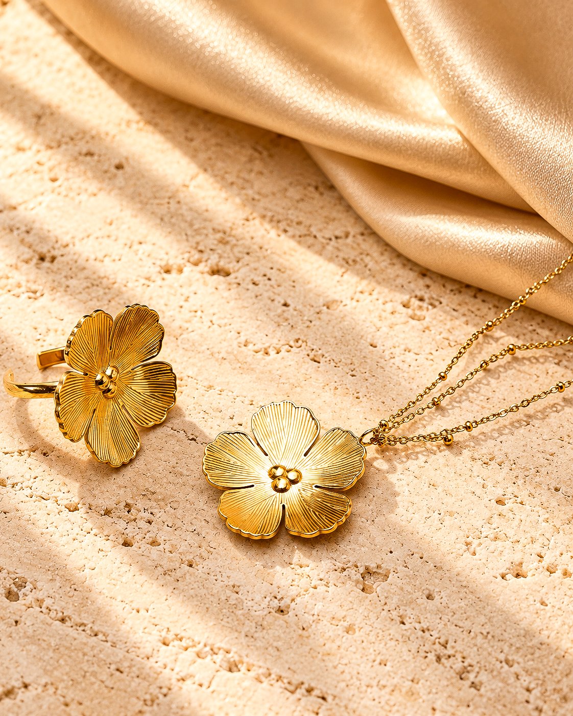 Fiore Aurelia Collection main product image with floral necklace and matching ring
